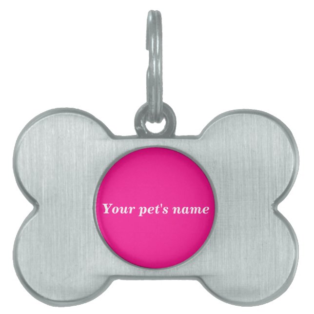 Pet’s Name With Pink Background on Bone Shaped Tiermarke (Vorderseite)