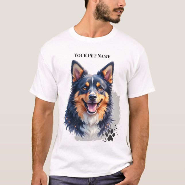 Pet’s Simple Modern Name & Photo Custom Design T-Shirt (Vorderseite)