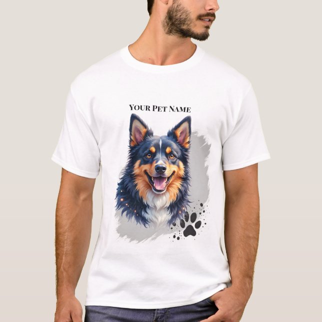 Pet’s Simple Modern Name & Photo Custom Design T-Shirt (Vorderseite)