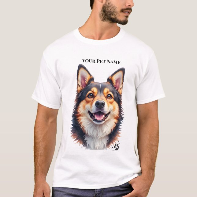 Pet’s Simple Modern Name & Photo Custom Design T-Shirt (Vorderseite)