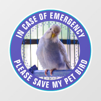 Pet Safety Alert Custom Bird Photo First Responder Fensteraufkleber