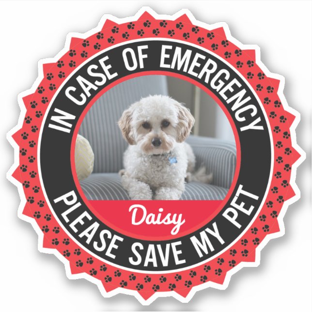 Pet Safety Alert Custom Cut Vinyl Aufkleber (Vorderseite)