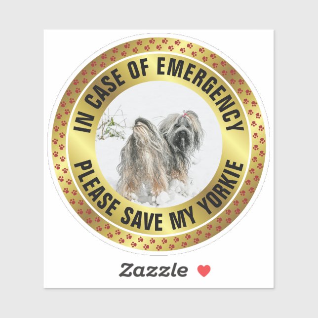 Pet Safety Alert Custom First Responder Dog Photo Aufkleber (Blatt)