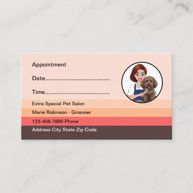 Pet Salon Trendy Simple Termin Businesscard (Vorderseite)