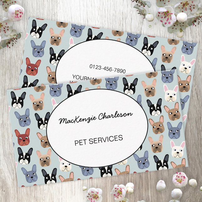 Pet Services French Bulldog Business Card Visitenkarte (Von Creator hochgeladen)