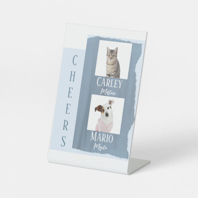 Pet Signature Cocktail Drink Blue Wedding Sockelschild (Vorderseite)
