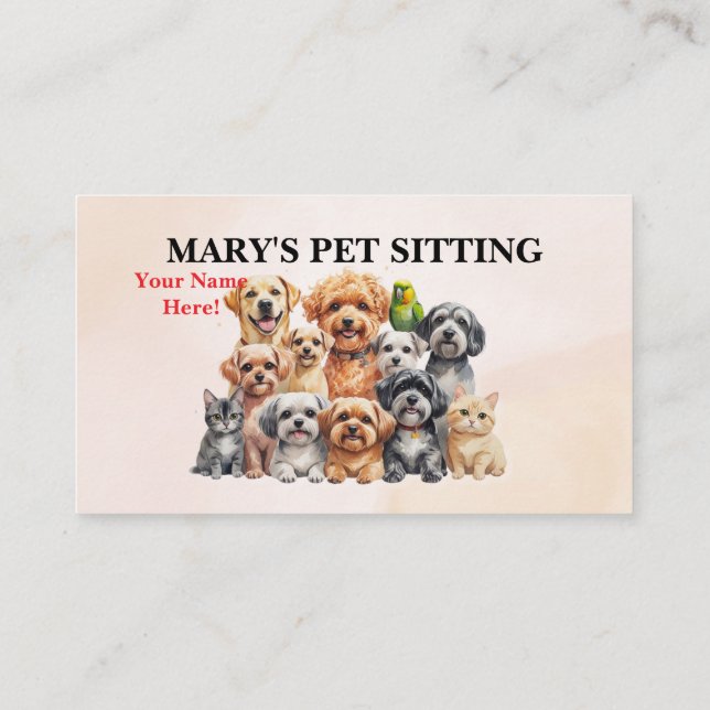 Pet Sitter Business Card Dog Walker Visitenkarte (Rückseite)