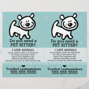 Pet Sitter.Dog Sitter.2 für 1.Anpassbar. Flyer