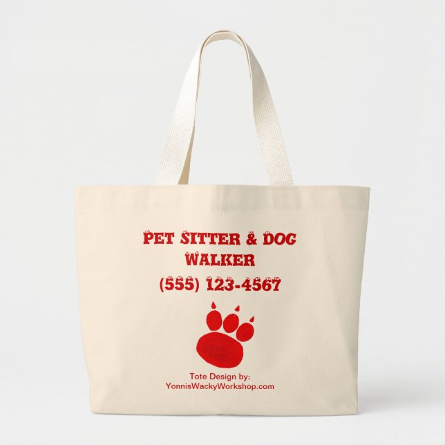 Pet Sitter & Dog Walker Paw Print Jumbo Stoffbeutel (Vorne)