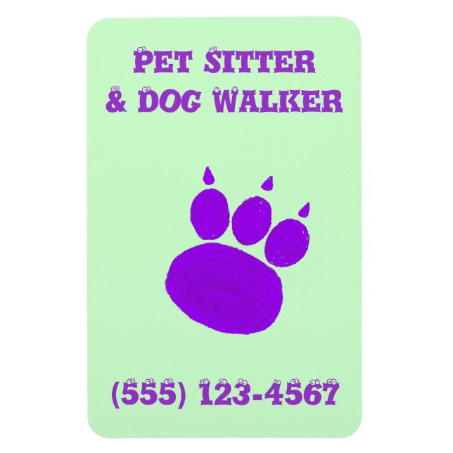Pet Sitter & Dog Walker Paw Print Magnet (Vertikal)