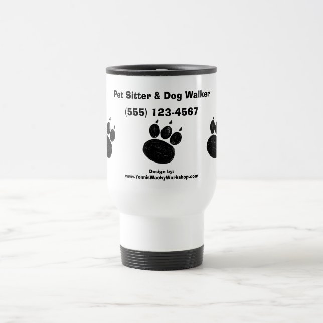 Pet Sitter & Dog Walker Paw Print Reisebecher (Mittel)