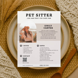 Pet Sitter Foto Brown QR Code Flyer