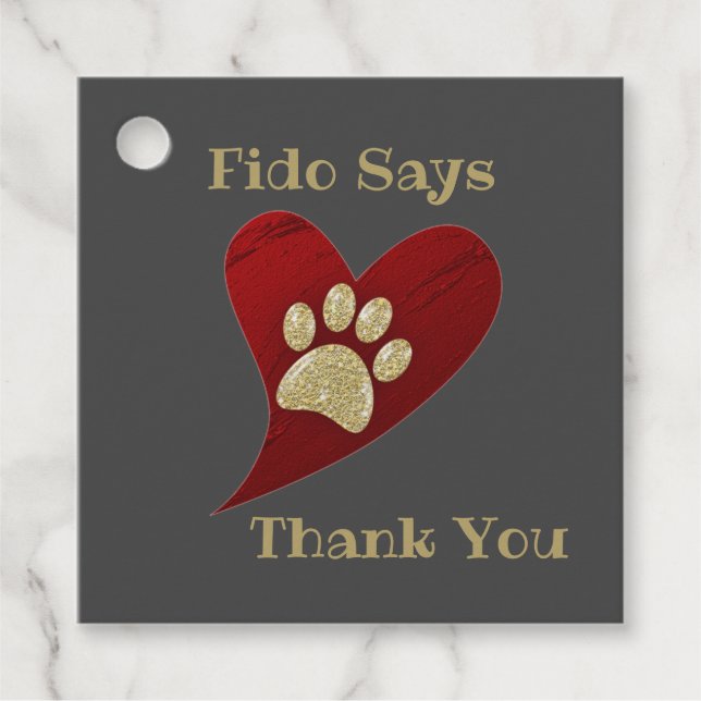 Pet Sitter Vielen Dank Gold Paw Print Wertschätzun Geschenkanhänger (Vorderseite)