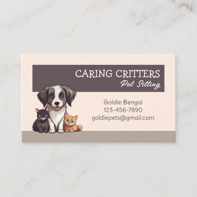 Pet Sitting Business Card Visitenkarte (Vorderseite)