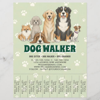Pet Sitting Dog Walker Custom Promotional Green Flyer
