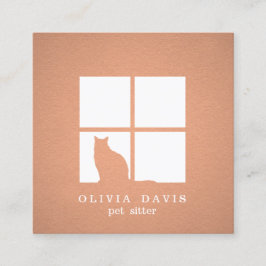 Pet Sitting Groomer Services Kupfer Metallic Look Quadratische Visitenkarte