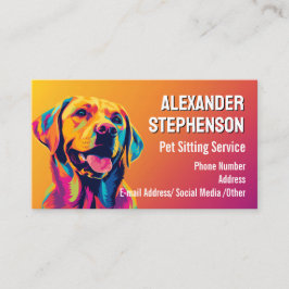 Pet Sitting Service Dog Walking Pop Art Golden Lab Visitenkarte