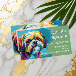 Pet Sitting Service Dog Walking Pop Art Shih Tzu Visitenkarte