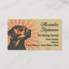 Pet Sitting Service Dog Walking Retro Black Lab Visitenkarte