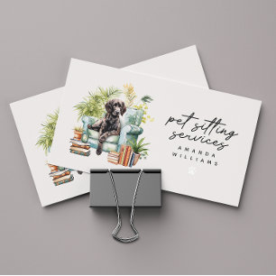 Pet Sitting Services Wasserfarbe QR Code Visitenkarte