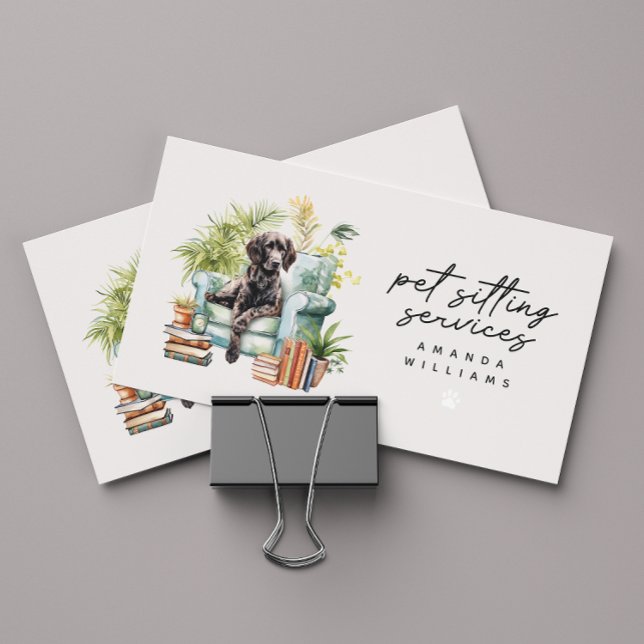 Pet Sitting Services Wasserfarbe QR Code Visitenkarte (Von Creator hochgeladen)