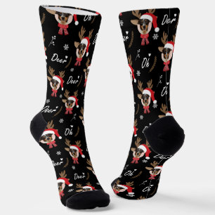 Pet Star   Custom Face Foto Rentier Weihnachten Socken