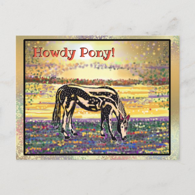Pet Star Sunset Pony "Howdy" Postkarte (Vorderseite)