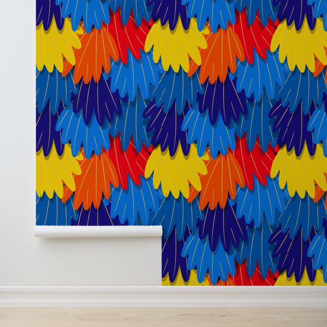 Pet Store Shop Scarlet Macaw Papagei Feathers Tapete (Anwendung)