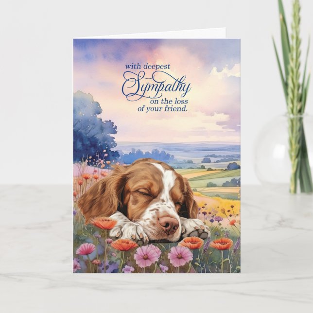Pet Sympathy Brittany Spaniel Dog Wildflowers Karte (Vorderseite)