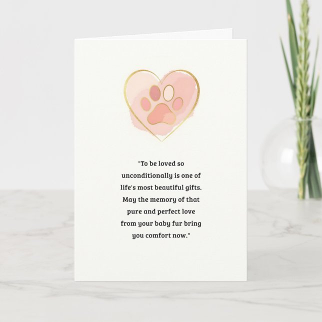Pet Sympathy Card Liebe Paw Serie Karte (Vorderseite)