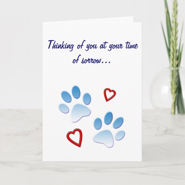 Pet Sympathy Card Paws and Hearts individuell anpa Karte (Vorderseite)