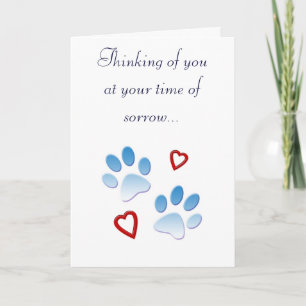 Pet Sympathy Card Paws and Hearts Karte