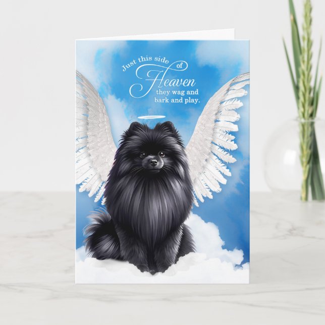 Pet Sympathy Loss of a Dog Black Pomeranian Angel Karte (Vorderseite)