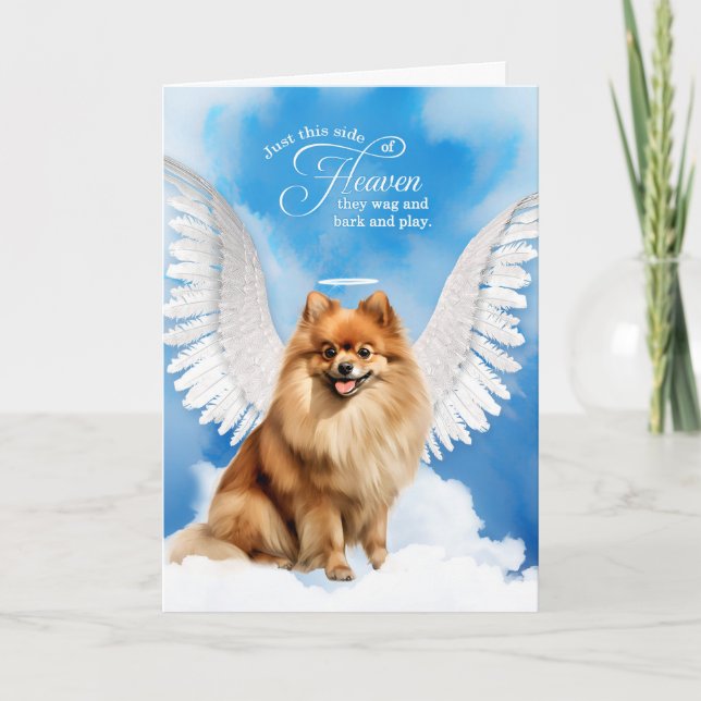 Pet Sympathy Loss of a Dog Pomeranian Angel Karte (Vorderseite)
