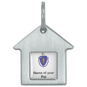 Pet-Tag mit Flag von Massachusetts Staat Tiermarke