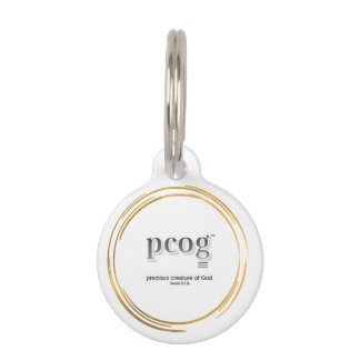 PET TAG pcog Akronym, Wörter und Schrift Haustiermarke