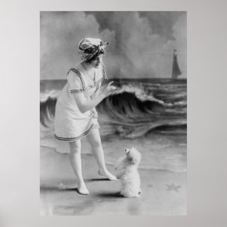 Pet-Tricks am Meer, 1910er Poster
