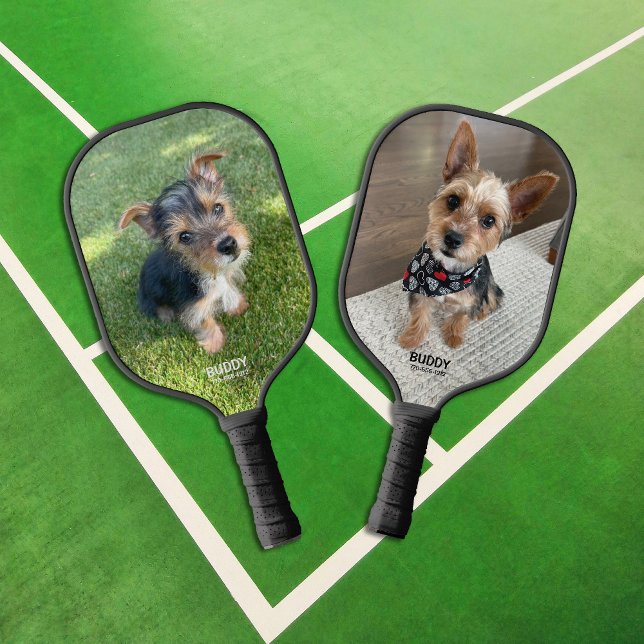 Pet Two Photos with Name and Phone Number Pickleball Schläger (Von Creator hochgeladen)