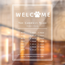 Pet Veterinary Clinic Open Hours Paw Logo Fensteraufkleber