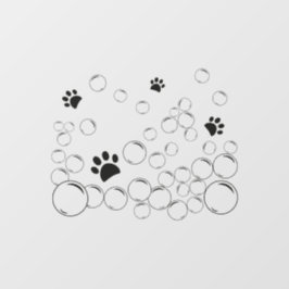Pet-Waschblasen mit Pfoten schwarz Kontur Fensteraufkleber