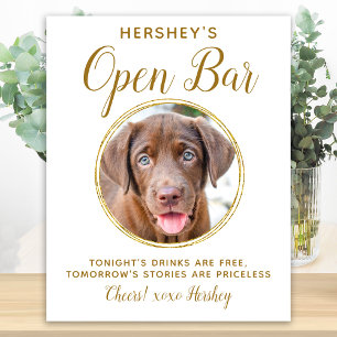 Pet Wedding Open Bar Dog Foto Elegante Gold Drinks Poster