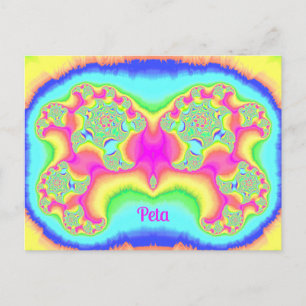 PETA ~ BOLD ~ FLUORO PINK ~ 3D-Fraktal Design ~ Postkarte