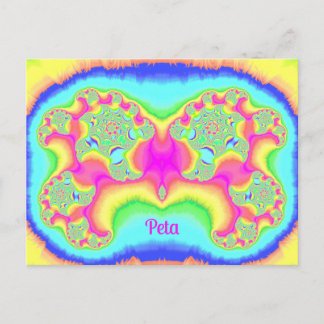 PETA ~ BOLD ~ FLUORO PINK ~ 3D-Fraktal Design ~ Postkarte