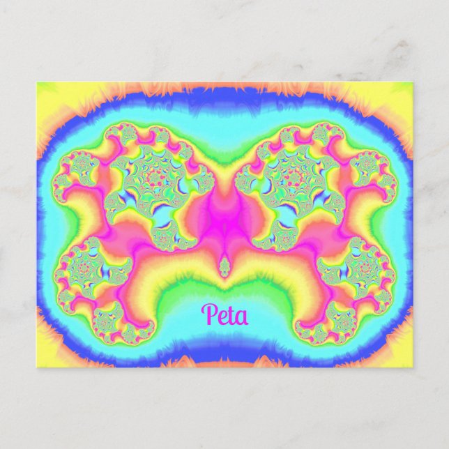 PETA ~ BOLD ~ FLUORO PINK ~ 3D-Fraktal Design ~ Postkarte (Vorderseite)
