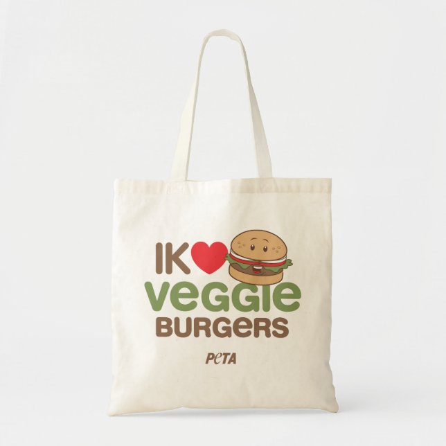 PETA Ik [love] veggie burgers Tragetasche (Vorne)
