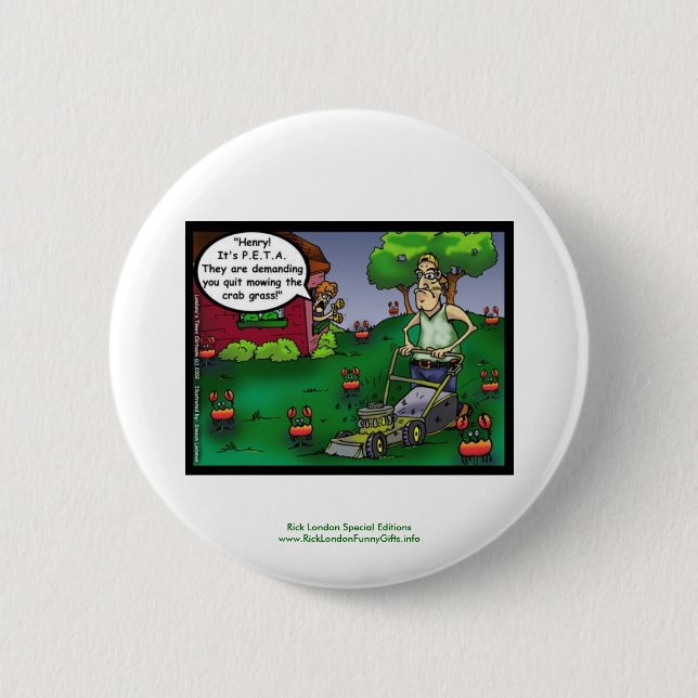 PETA & The Crabgrass Cartoon Funny Buttons (Vorderseite)
