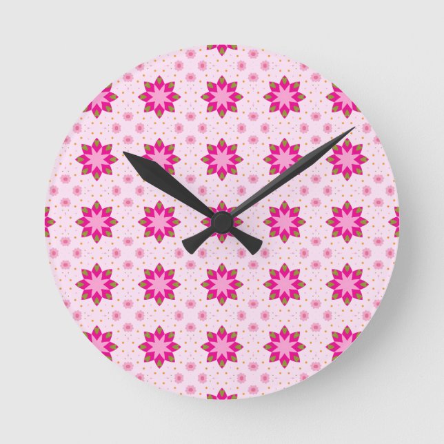 Petal Blossom Konfetti-Muster  Runde Wanduhr (Vorderseite)