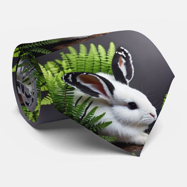 Petal der Schwarz-Weiß-Bunny, Neck Tie Krawatte (Gerollt)