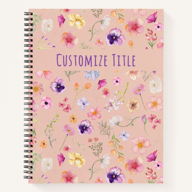 Petal Glow Notebook - Peach Blush Custom Charm Notizbuch (Vorderseite)