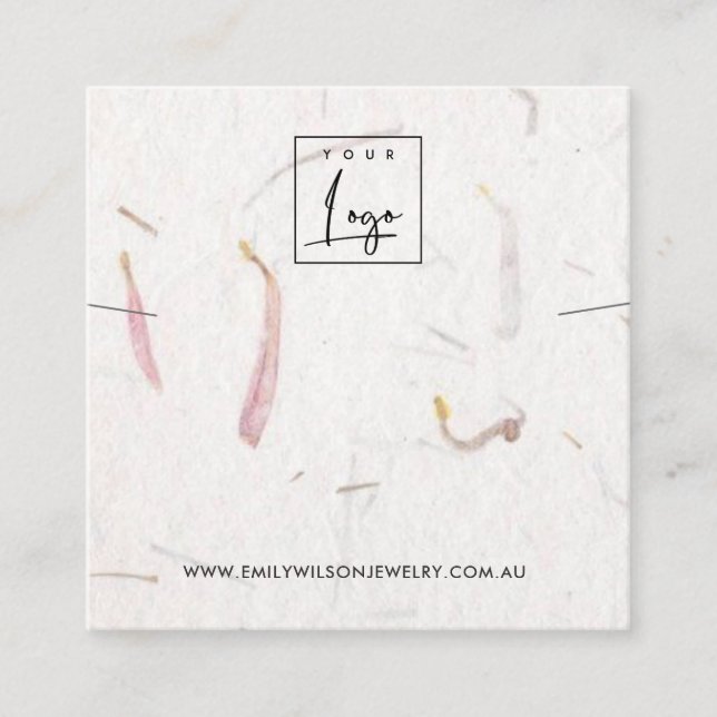 PETAL HANDMADE PAPIER NECKLACE BRACELET DISPLAY QUADRATISCHE VISITENKARTE (Vorderseite)